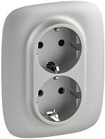 Розетка с заземлением Legrand Valena Allure 1-м. 2 мод. шторки алюминий картинка